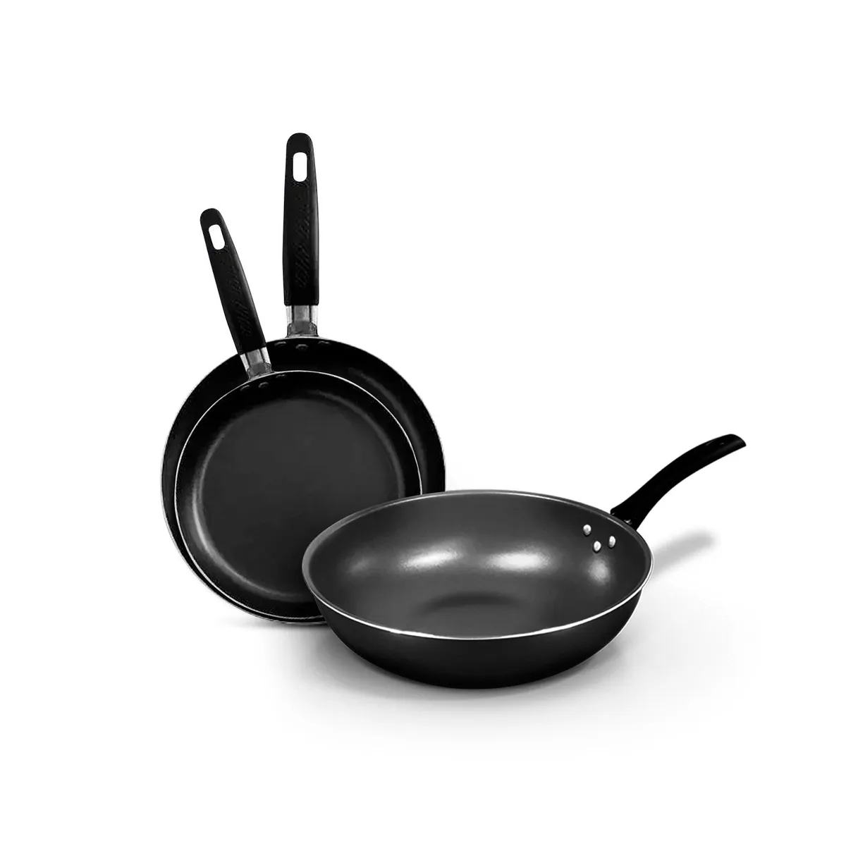 RECORD - Tripack Record Wok 28+Sartén 18 y 22 Gris Antiadherente