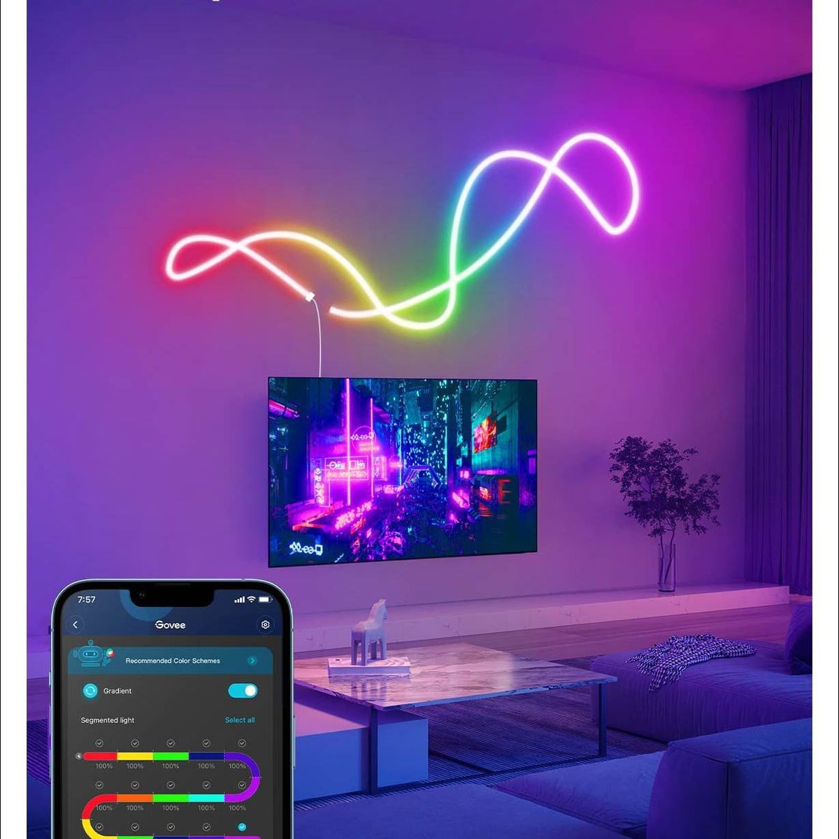 GOVEE - Govee Neon Rope 5 Metros Tira Led De Neón De Silicona Alexa Google