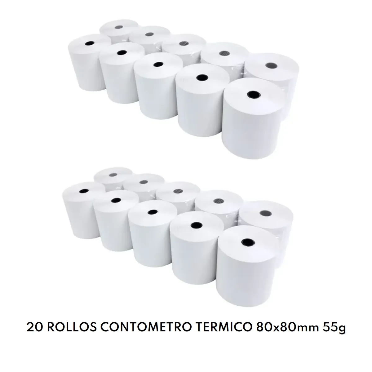 JPSYSTEMS - Caja de 20 rollos 80x80mm contómetro papel térmico blanco 80x80 55g