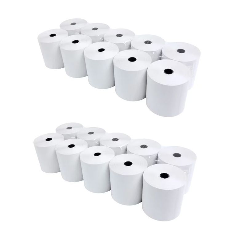 JPSYSTEMS - Caja 20 rollos 80x80 contómetro papel térmico 80x80mm 55gr