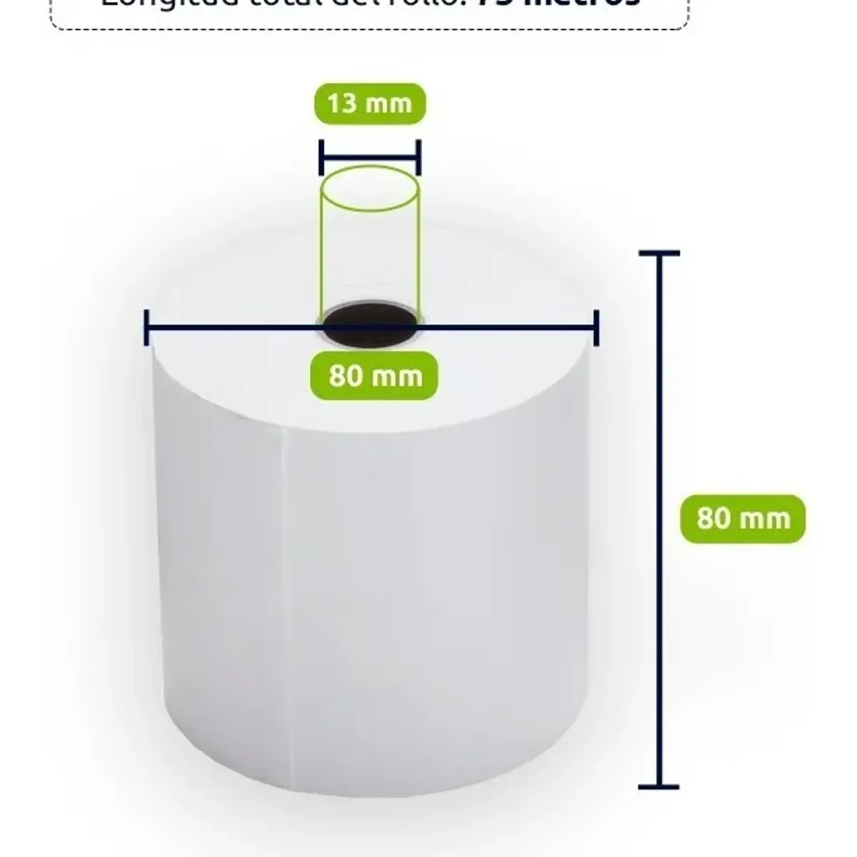 JPSYSTEMS - Caja de 20 rollos 80x80mm contómetro papel térmico blanco 80x80 55g