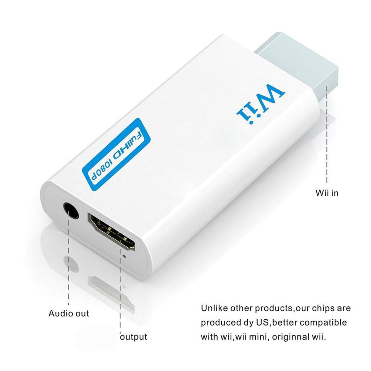 GENERICO - Convertidor Wii a HDMI FULL HD 1080P 35mm adaptador