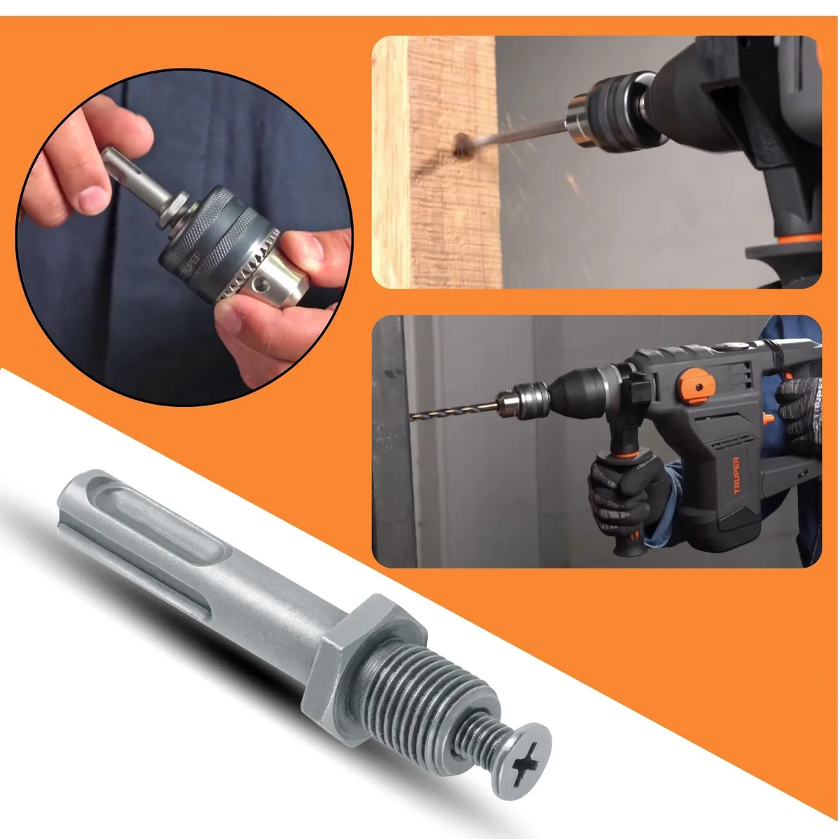 TRUPER - Adaptador para taladro percutor SDS PLUS