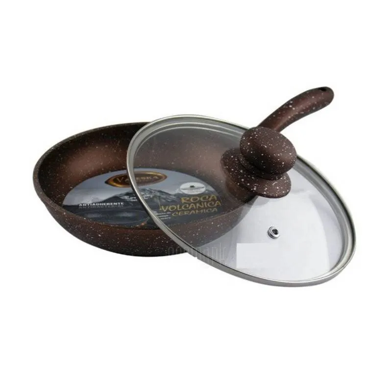 VALESKA - Sartén Roca Volcánica  Antiadherente Con Tapa 28 CM