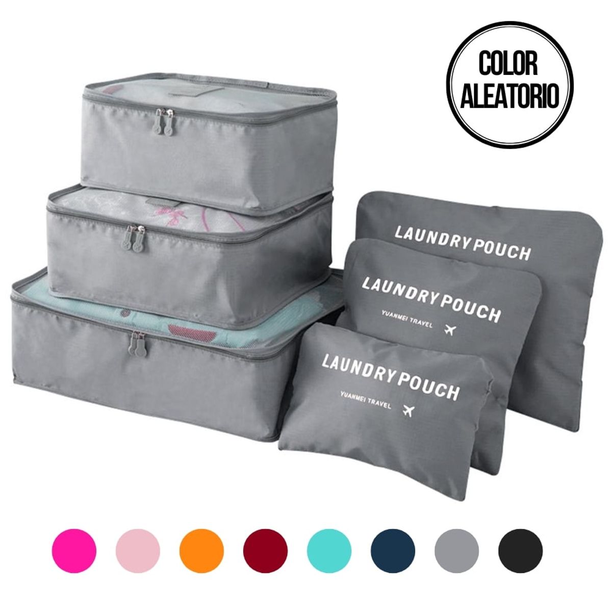 MINARI - Set Organizadores de Maleta Bolsas de Viaje 6PCS 92B - Color Aleatorio