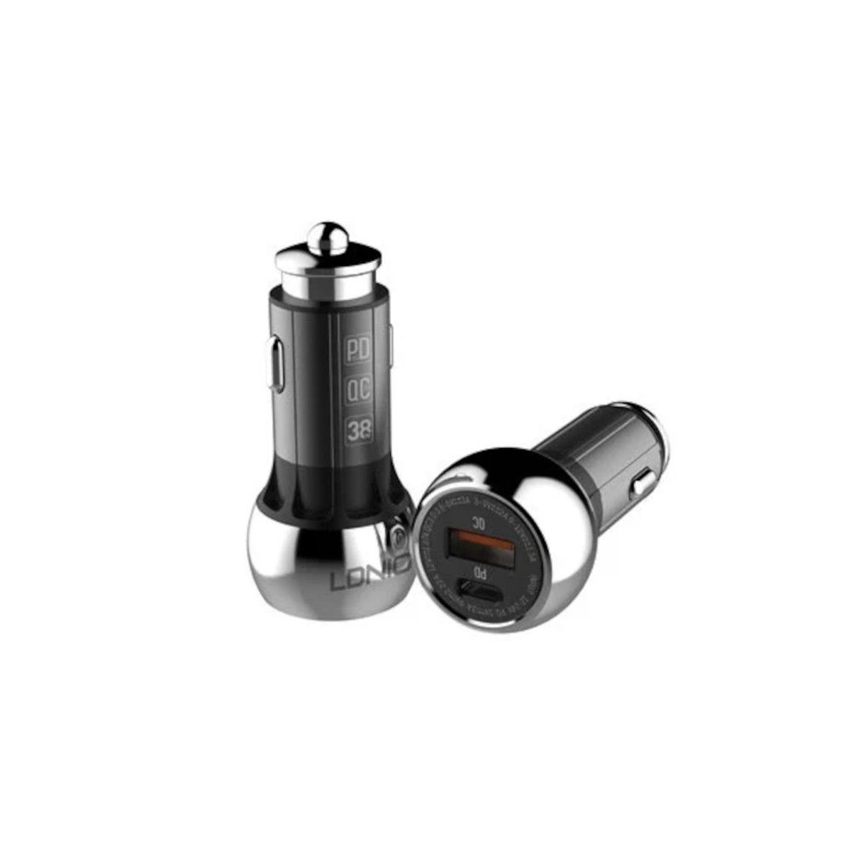 LDNIO - Cargador de Celular Súper Rápido para Automóvil 38W USB C y A de Zinc