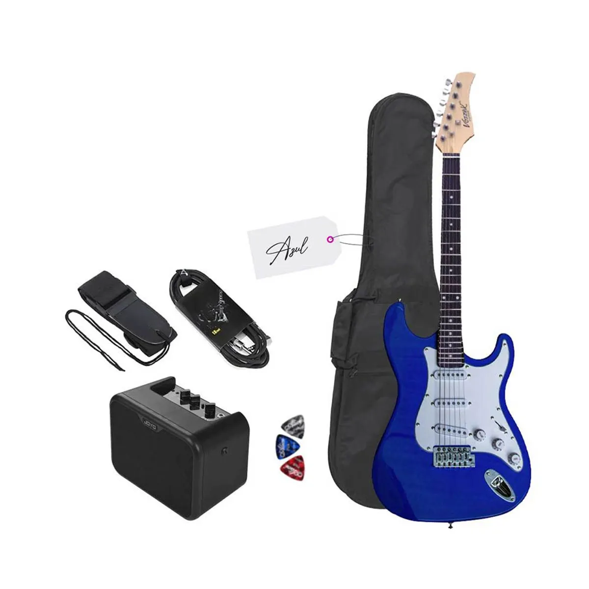 VOZZEX - PACK ELECTRICO STRATO BLUE - AMPLIFICADOR JOYO 10W