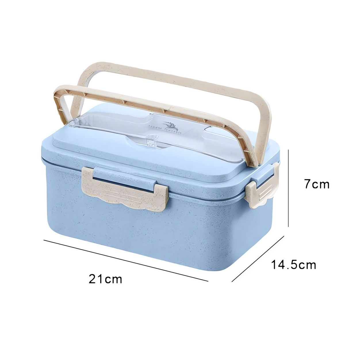 S/M - Lonchera de Alimentos 3 Divisiones + Cubiertos 1000 ML - CELESTE