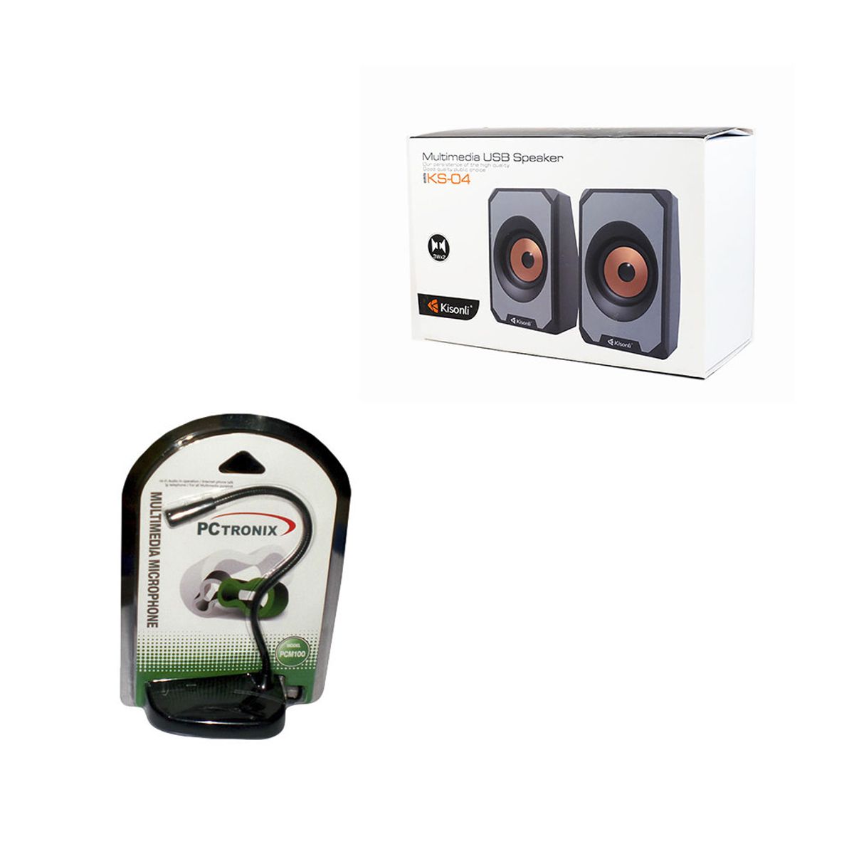 KISONLI - COMBO MICROFONO PCTRONIX PLUG PARLANTES KISONLI - PARA TU PC O LAPTOP