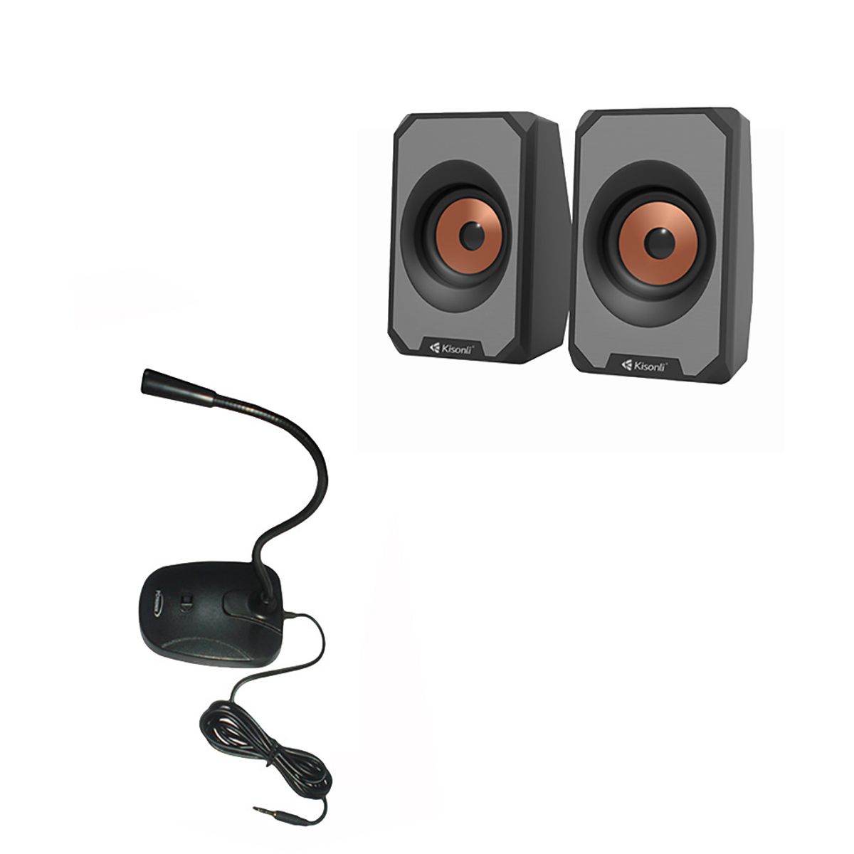 KISONLI - COMBO MICROFONO PCTRONIX PLUG PARLANTES KISONLI - PARA TU PC O LAPTOP