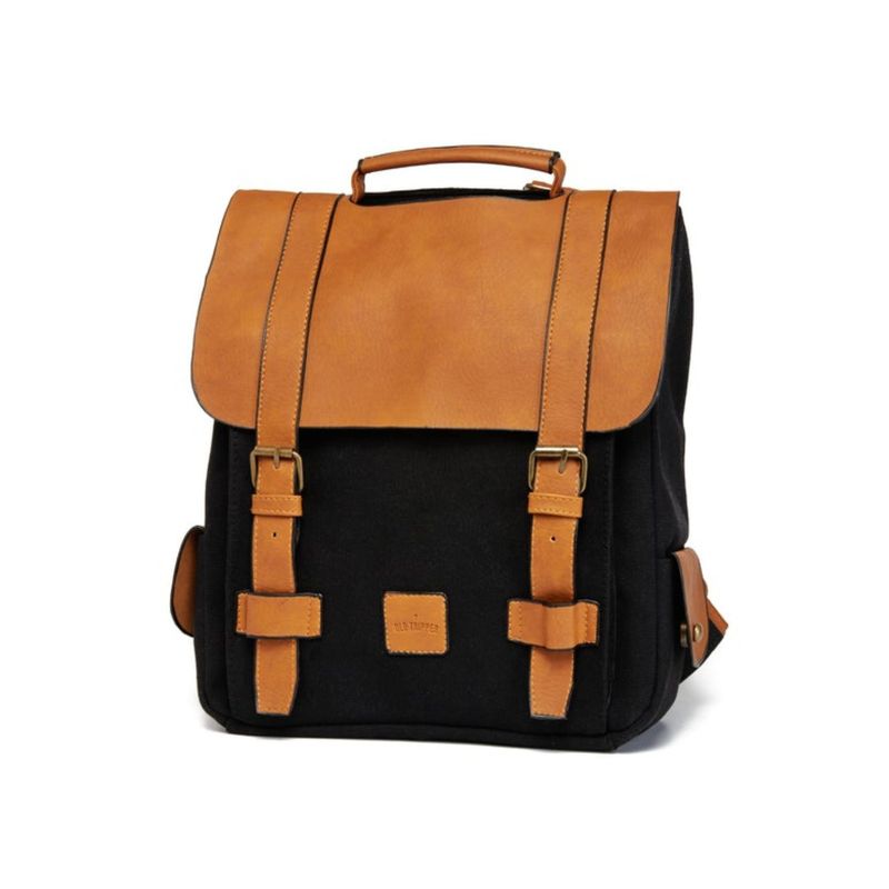 OLD TRIPPER - Mochila Mujer Retro Bag Lisboa - Negra y Marrón