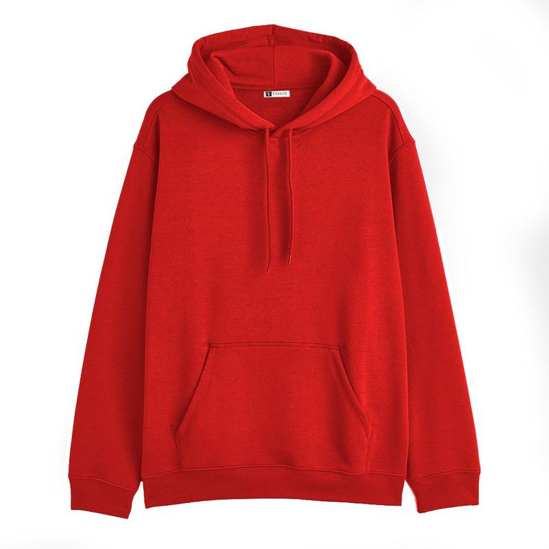 YANSUS - Polera Hombre Yansus Rojo Color Entero con Capucha