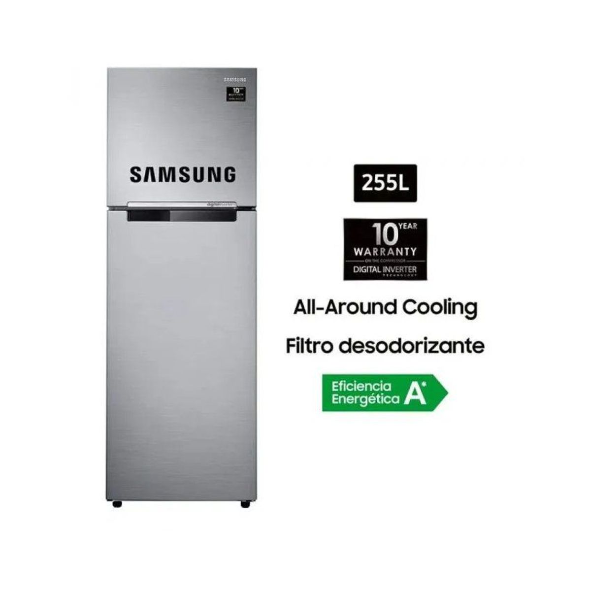 SAMSUNG - Refrigeradora samsung rt25farads8 255l plata