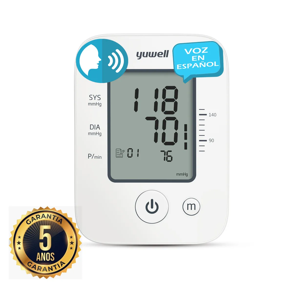 YUWELL - Tensiometro Brazo con VOZ Adaptador USB YUWELL YE660D