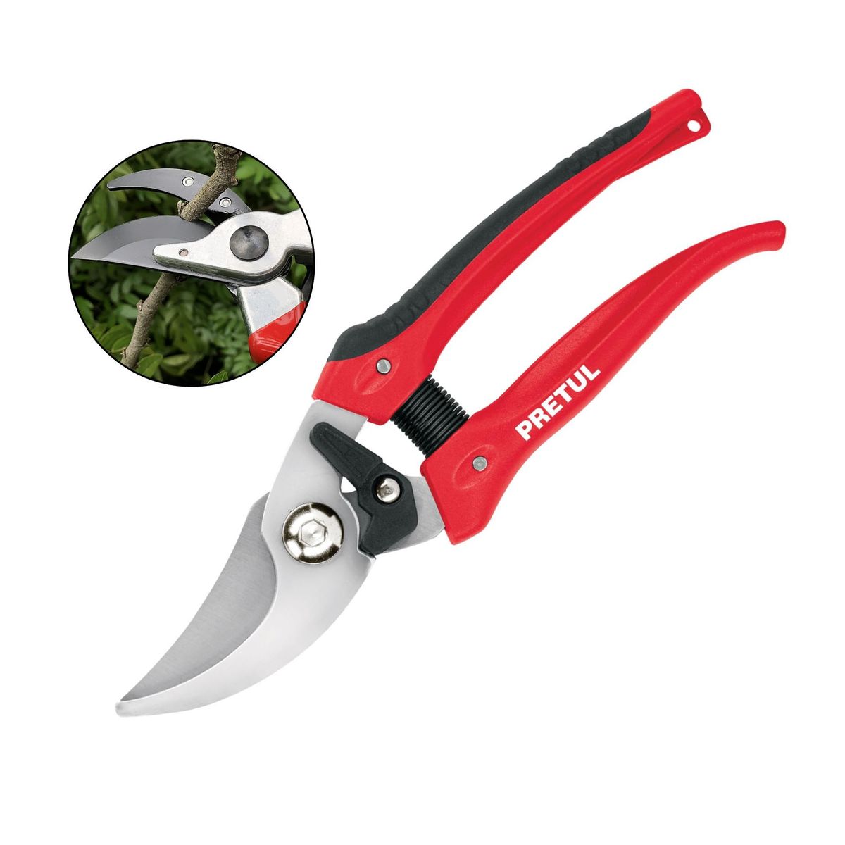 PRETUL - Tijera de poda 8 pulg jardinero cuchilla de paso de acero inox Pretul