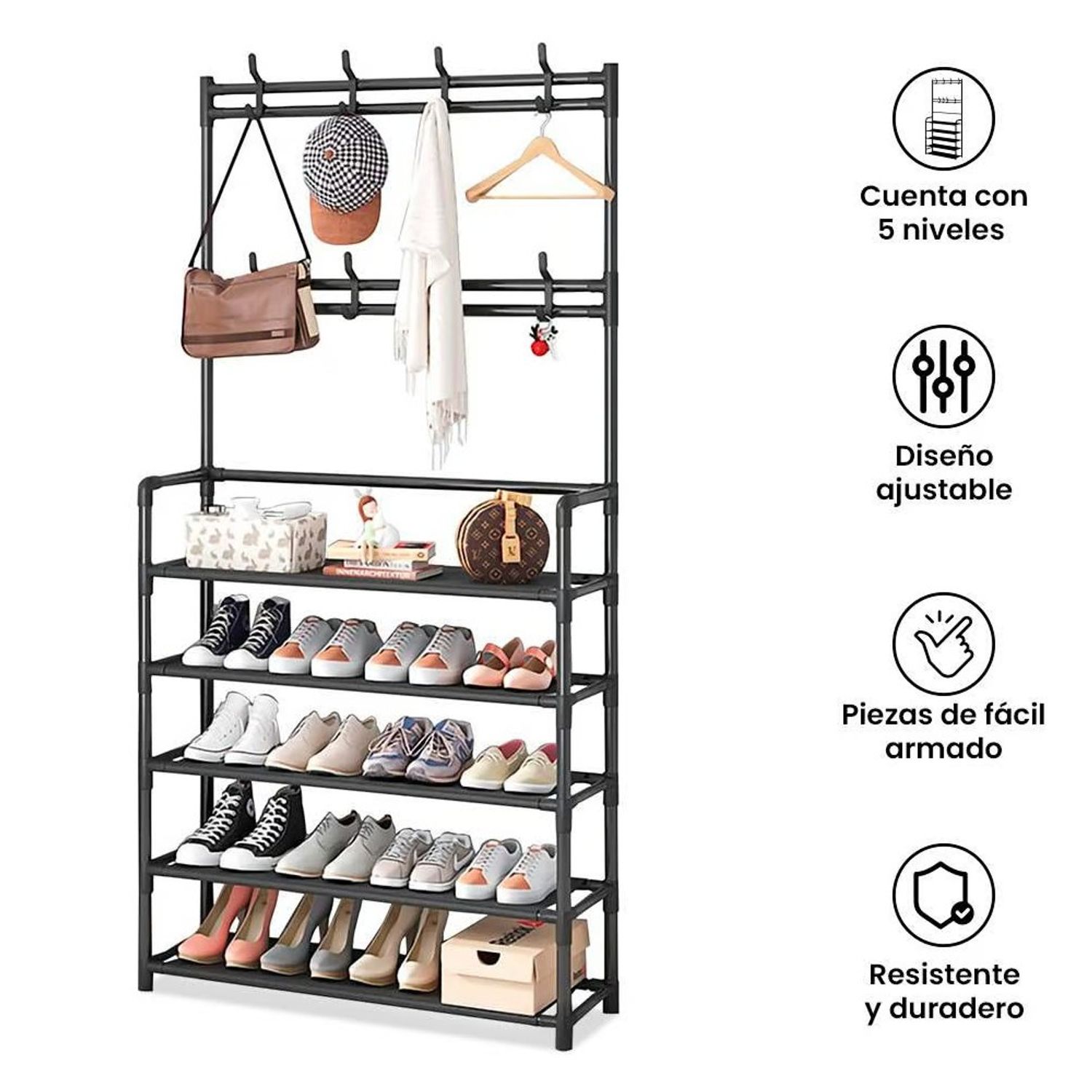 Estante Zapatos Niveles Zapatera Metal Perchero Organizador