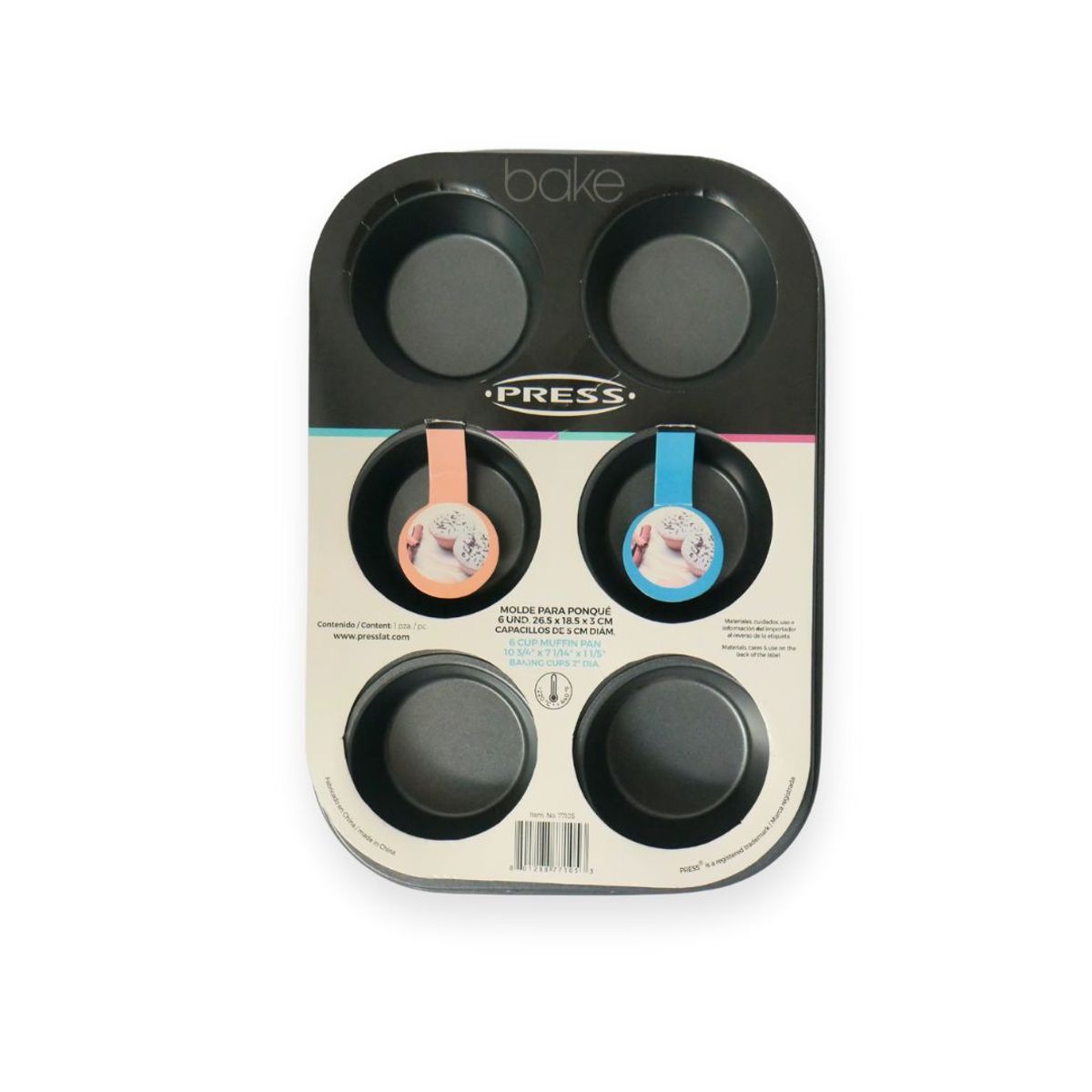 PRESS - Molde para Ponque 6 uni. 26.5 x 18.5 x 3 cm Línea Antiadher. - PRESS