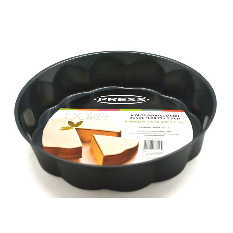 PRESS - Molde Redondo con Borde Flor 27 x 5.5 cm Línea Antiadher. - PRESS