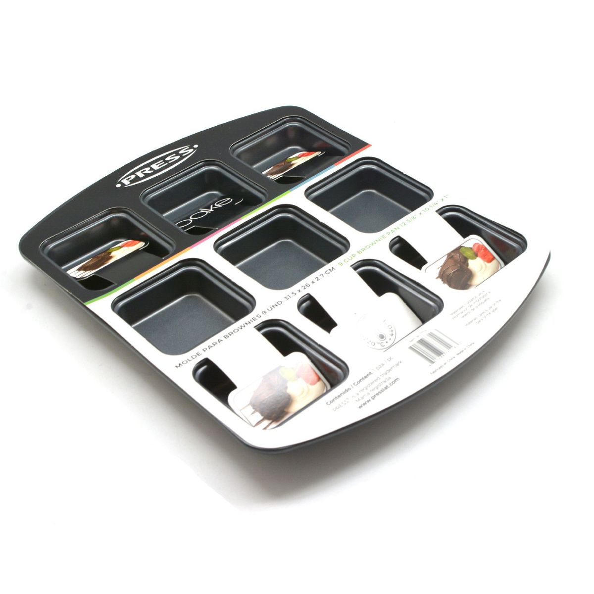 PRESS - Molde para Brownies 9 und. 31.5 x 26 x 2.7 cm Línea Antiadher. - PRESS