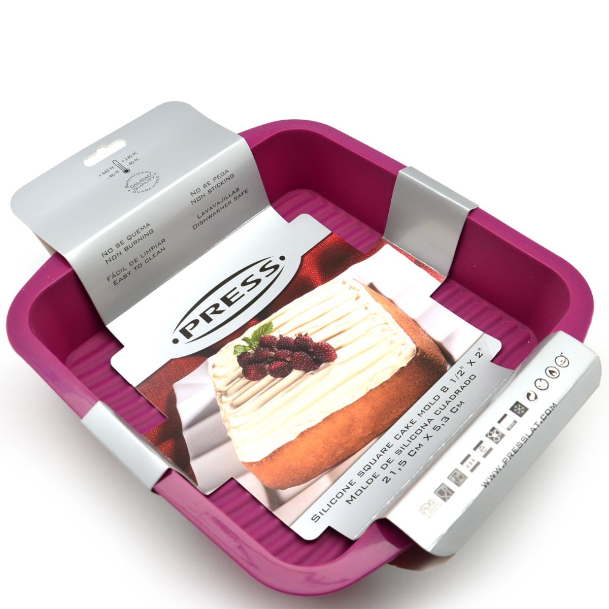 PRESS - Molde de Silicona Cuadrado 21cmx 5cm Morado Línea Silicona - PRESS