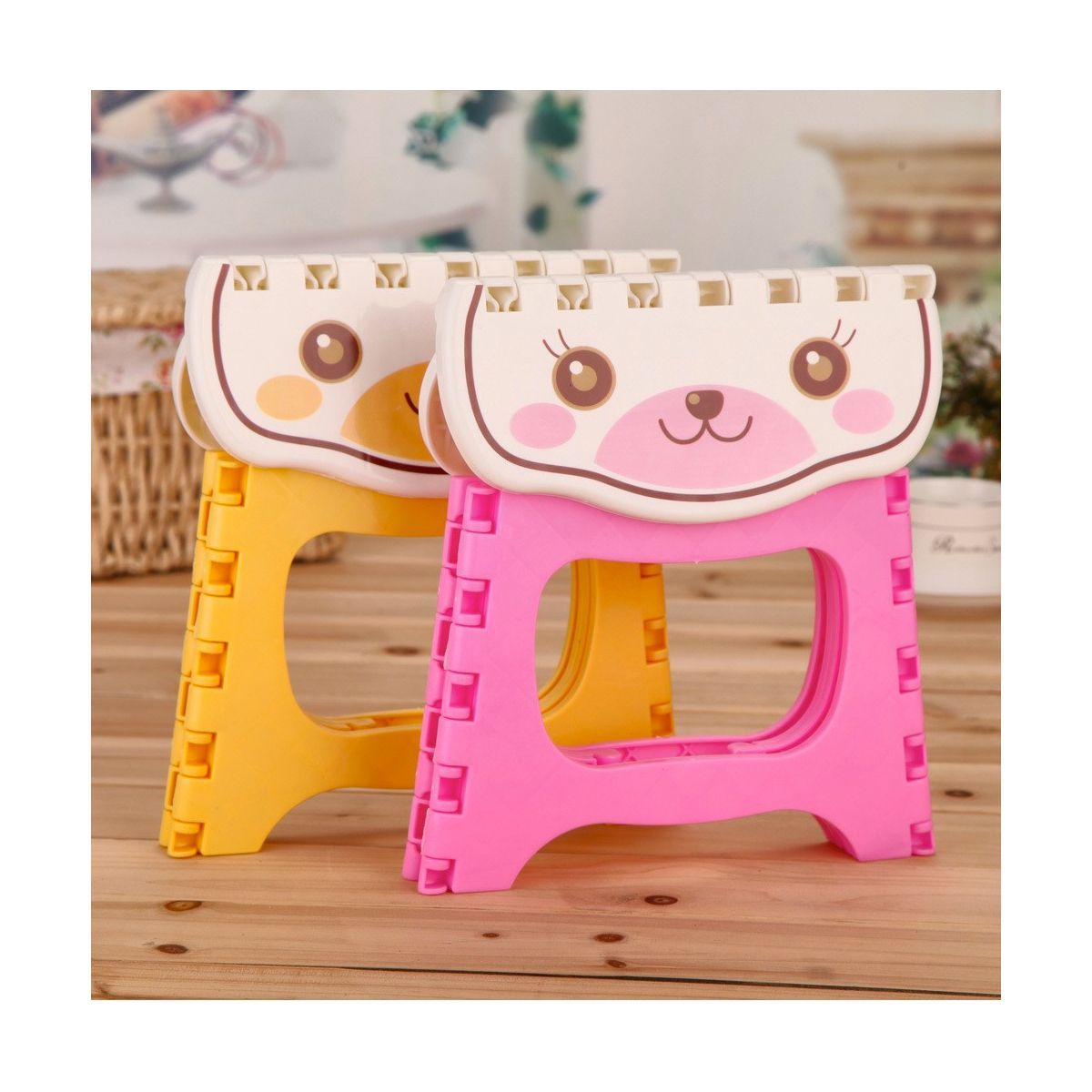 GRETAIL - Banquito Taburete Plegable Diseño Gatito Para Niña Rosado