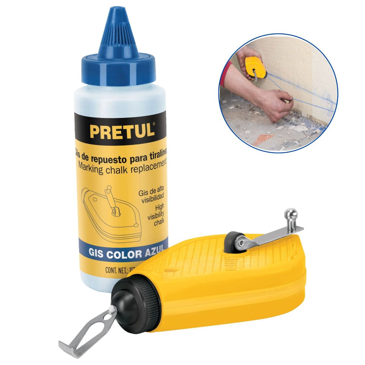 PRETUL - Tiralinea 15m plastico con tiza pretul