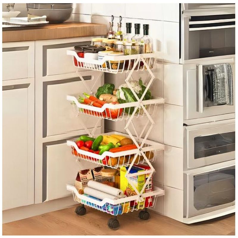 MINARI - Carrito Verdulero Organizador Plegable con Ruedas Blanco 803V