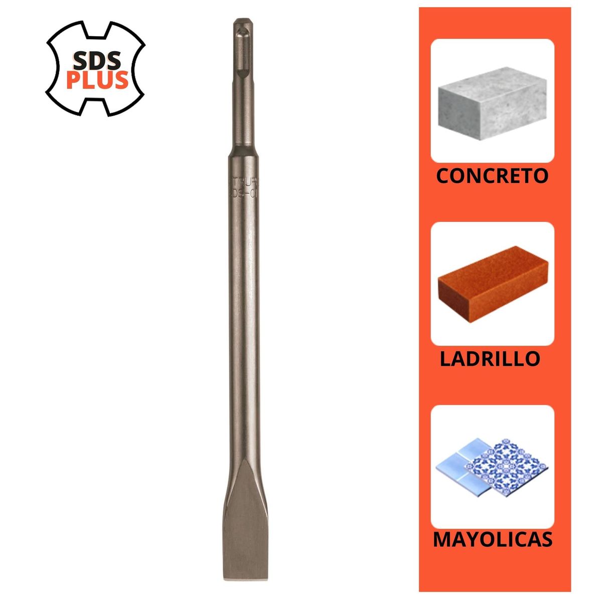 TRUPER - Cincel plano delgado SDS Plus p rotomartillo 3/4" x 10 Truper