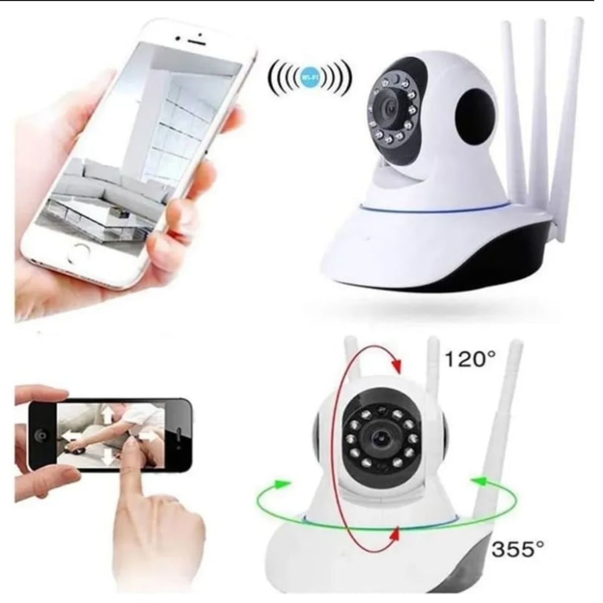 OEM - Cámara IP HD 3 Antenas WiFi 360 Sensor Movimiento Microfono