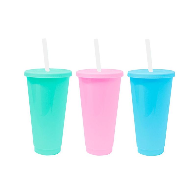 BLUE BOX - Vasos tumbler pack x 3 - ROSADO, VERDE, CELESTE PASTEL
