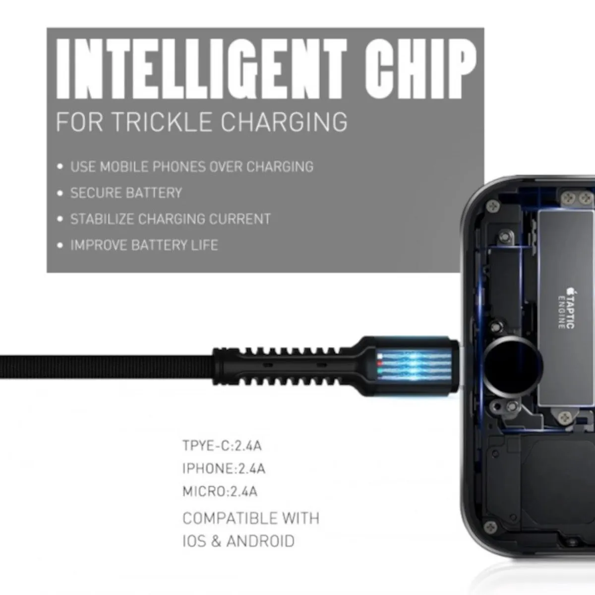 LDNIO - Cable de carga Rápida Turbo USB a Lightning 2 m