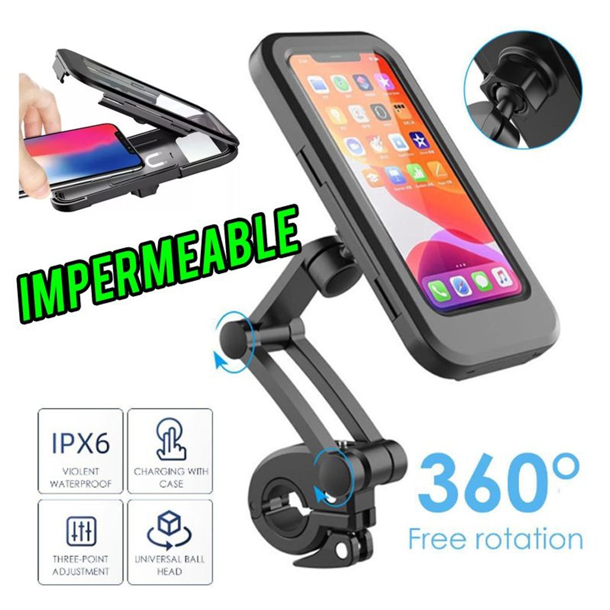 OEM - Soporte Holder Universal para Celular Bicicleta y Moto 360