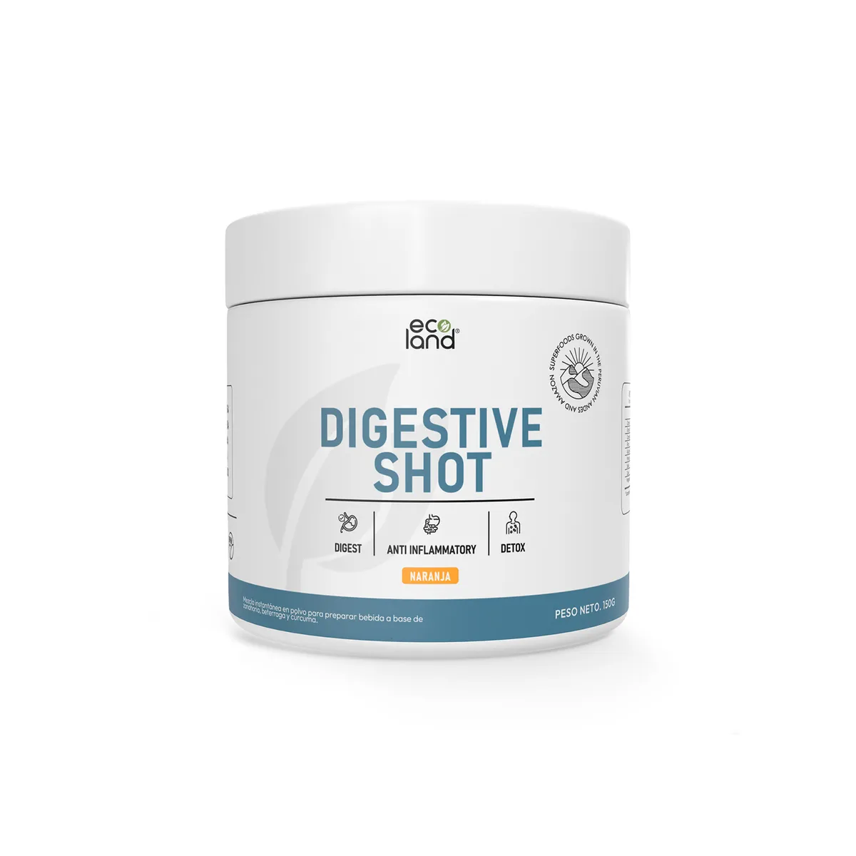ECOLAND - DIGESTIVE SHOT- ANTIINFLAMATORIO Y DIGESTIVO NATURAL- POMO 150G NARANJA
