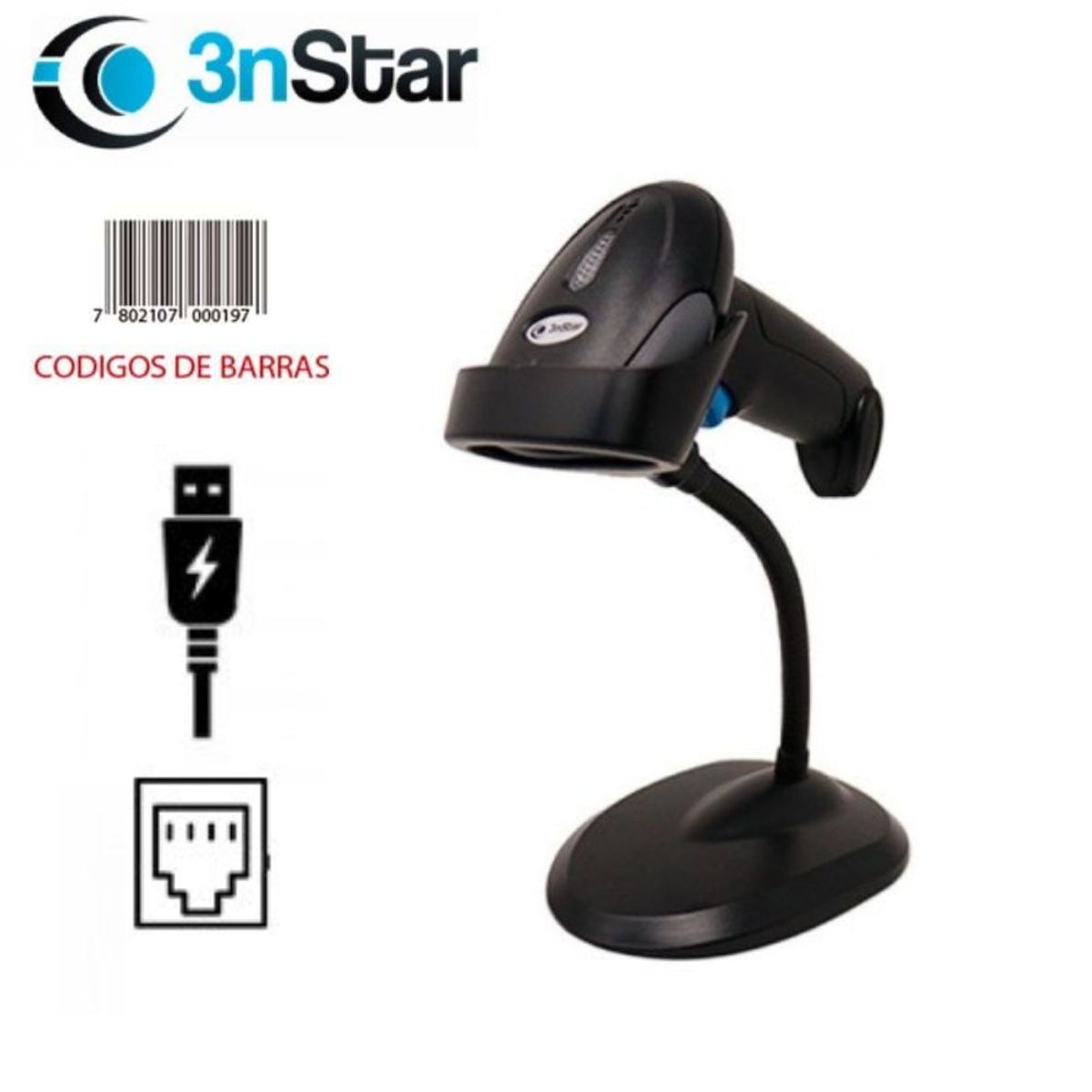 3NSTAR - Lectora 3NSTAR SC050 de codigos de barra 1D USB