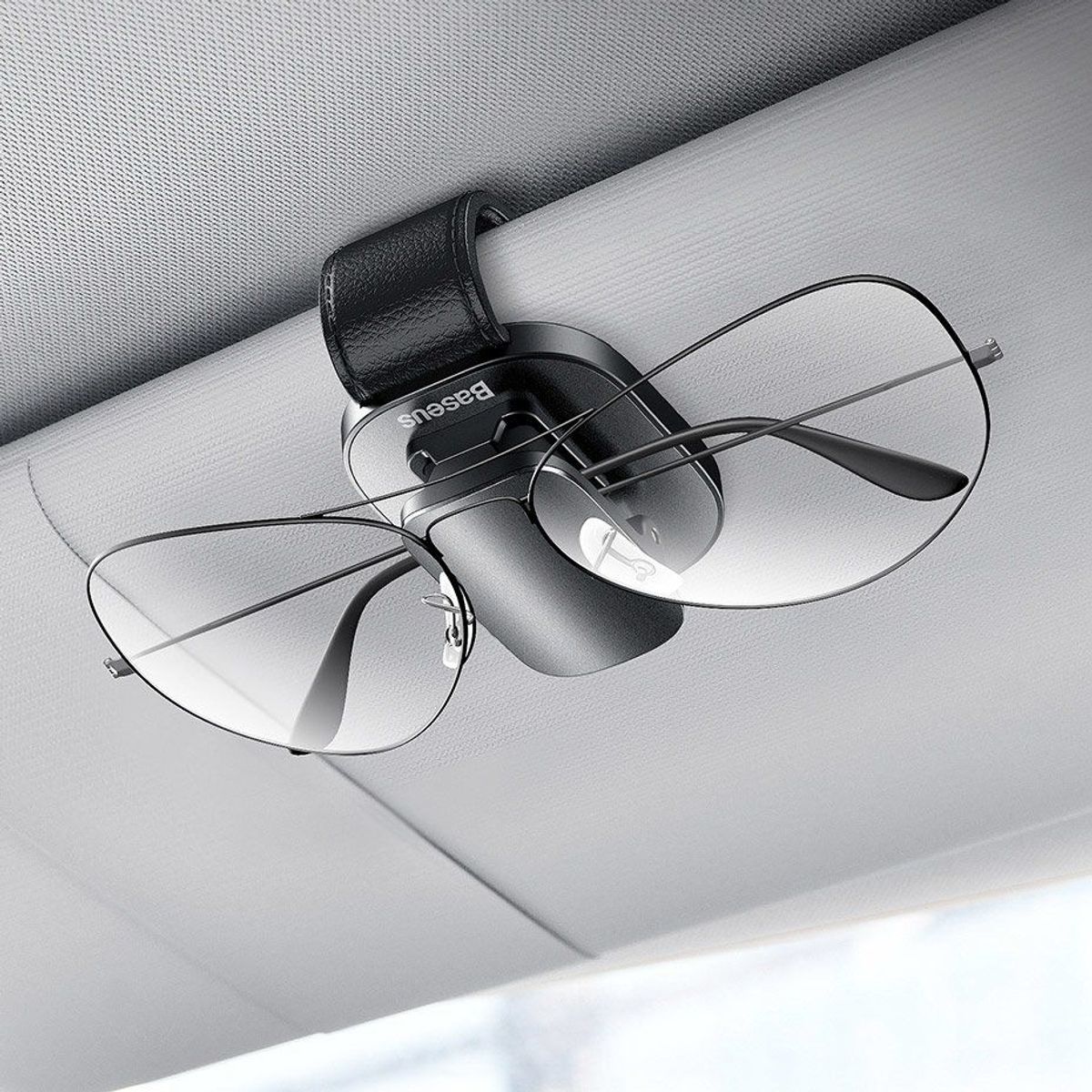 BASEUS - Soporte clip sujetador de lentes gafas cuero auto camioneta