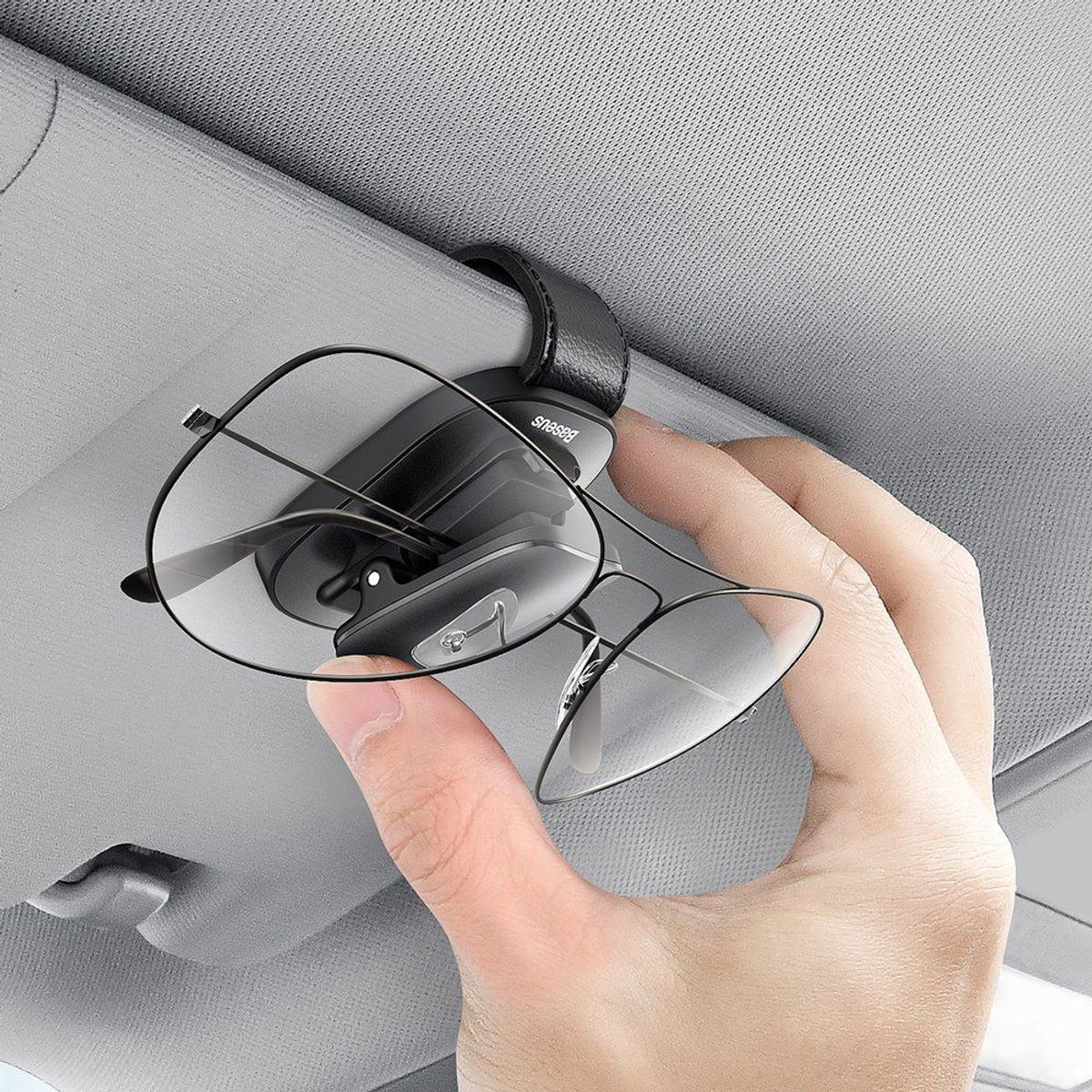 BASEUS - Soporte clip sujetador de lentes gafas cuero auto camioneta