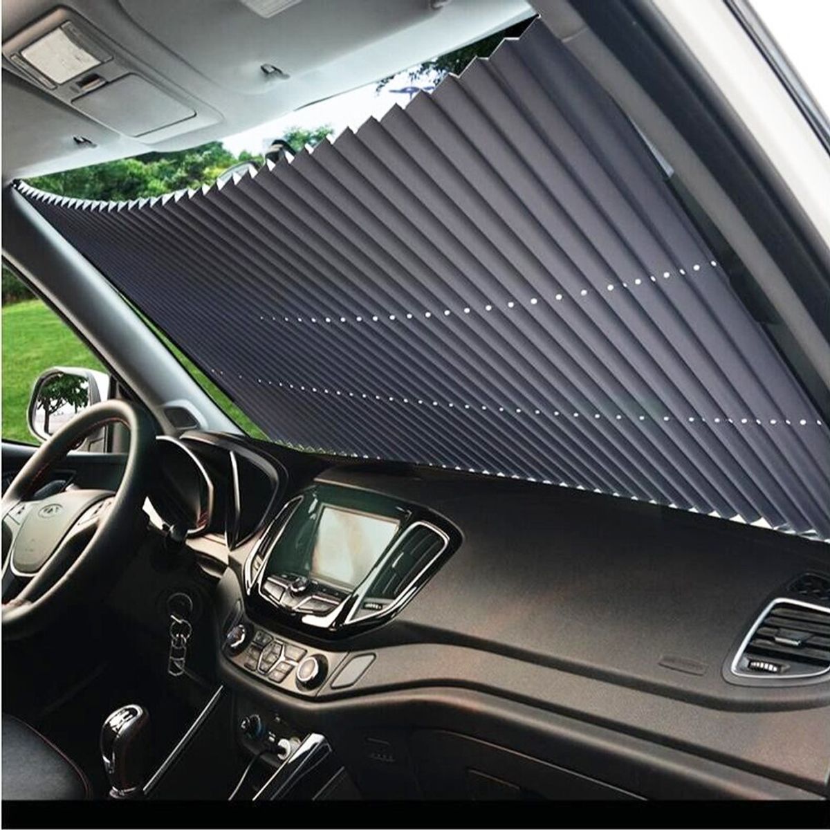 CARJOLLITY - Tapasol retráctil reforzado PREMIUM color gris de camioneta