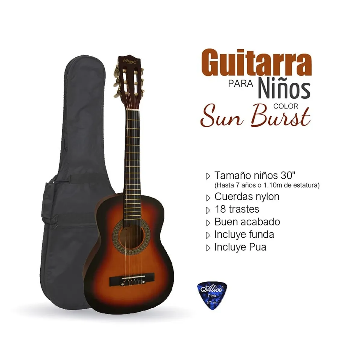 VOZZEX - GUITARRA CLÁSICA PARA NIÑOS - SUNBURST