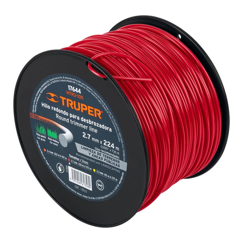 TRUPER - Hilos redondos 3 lb para desmalezadora 2.7 mm Truper