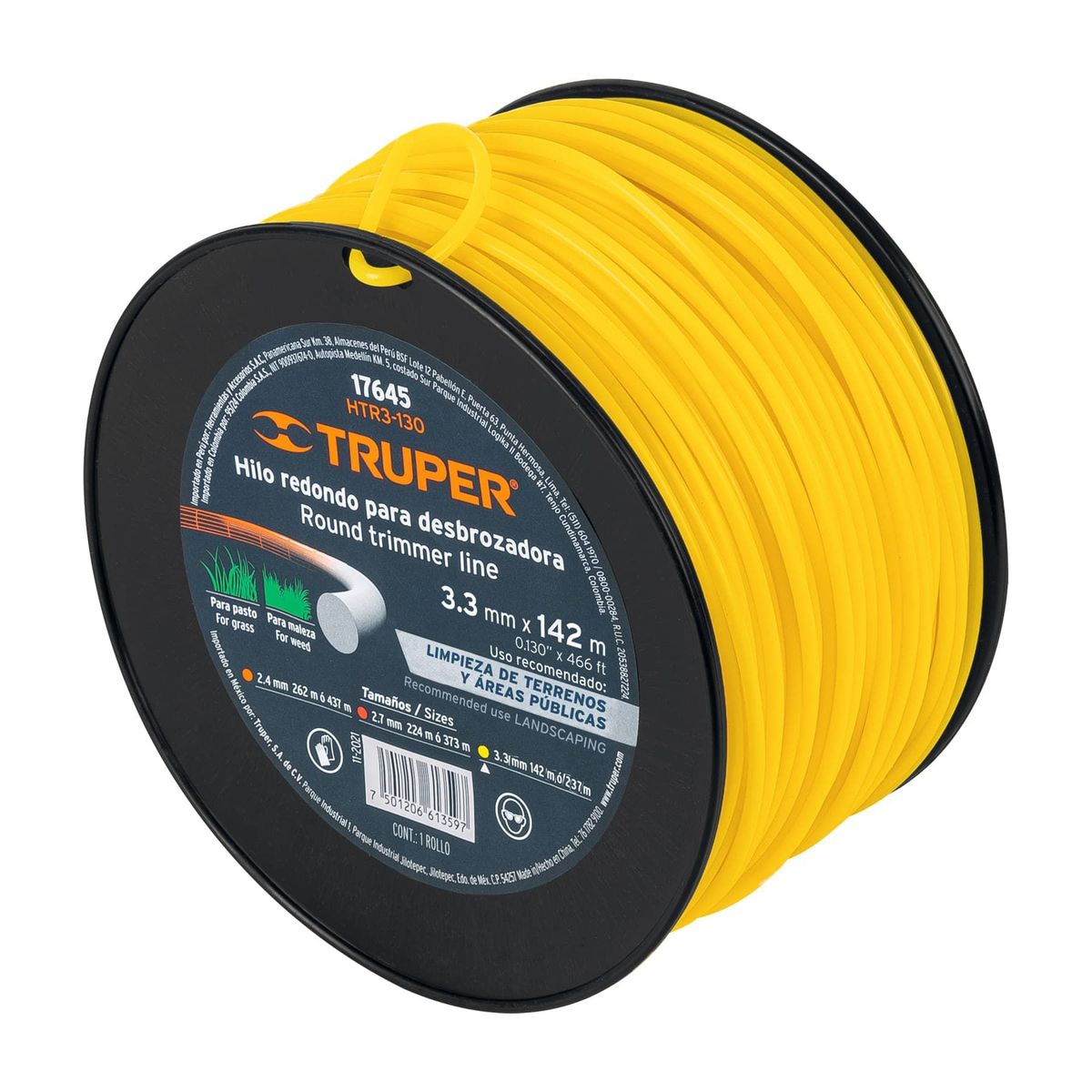 TRUPER - Hilos redondos 3 lb para desmalezadora 3.3 mm Truper