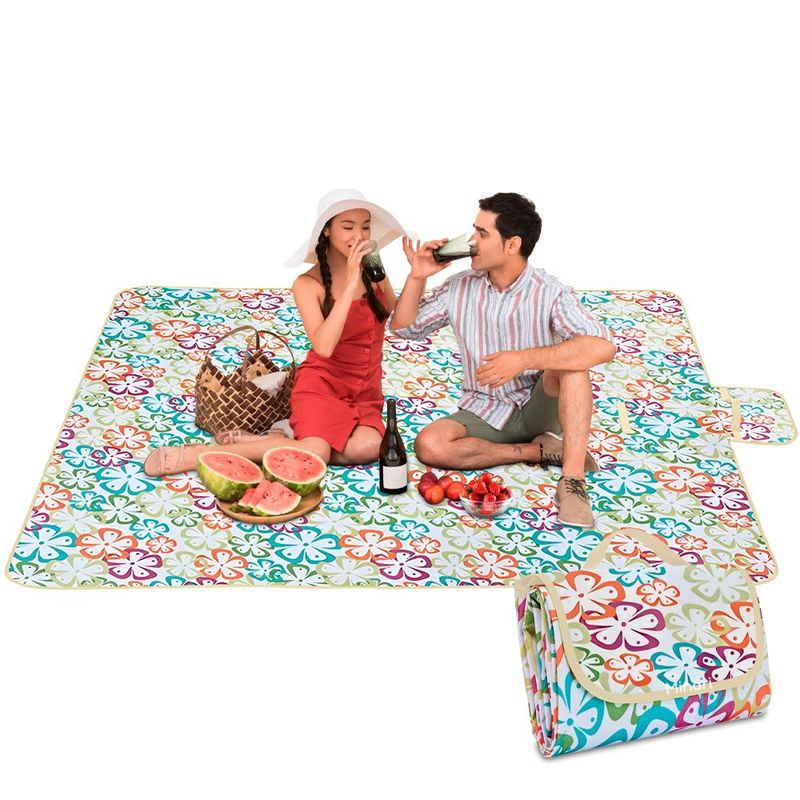 MINARI - Alfombra Manta para Picnic Camping Playa Impermeable XL Flores 19M