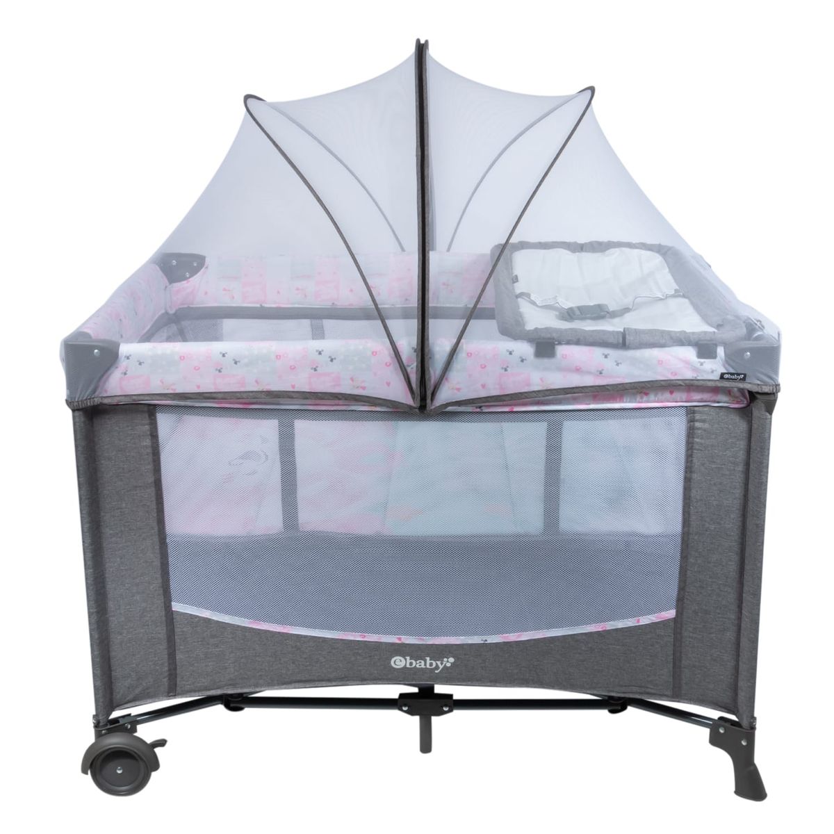 EBABY - Cuna Corral para Bebe Colecho con Mosquitero Rosado