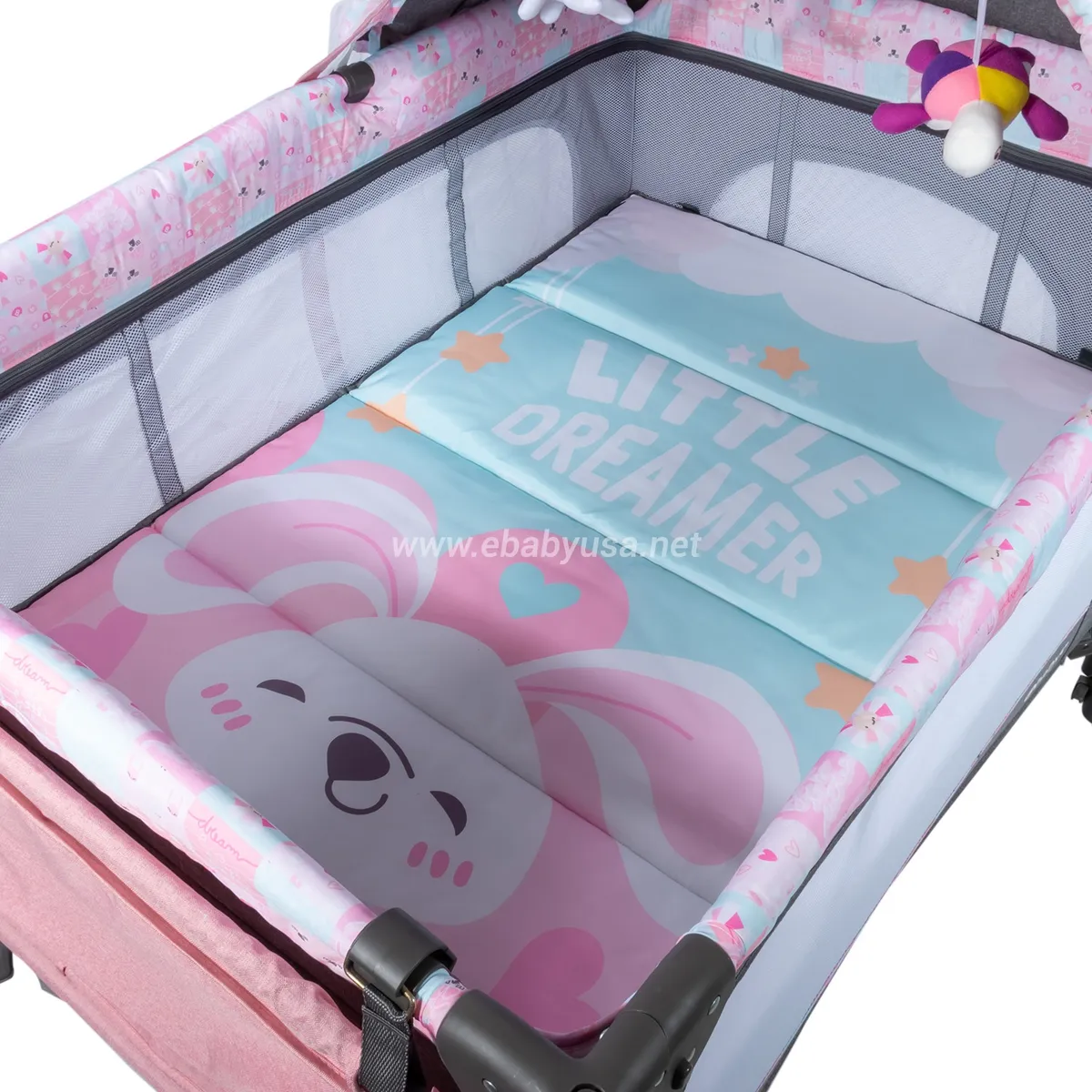 EBABY - Cuna Corral de Bebe con Colecho Mecedora Pink