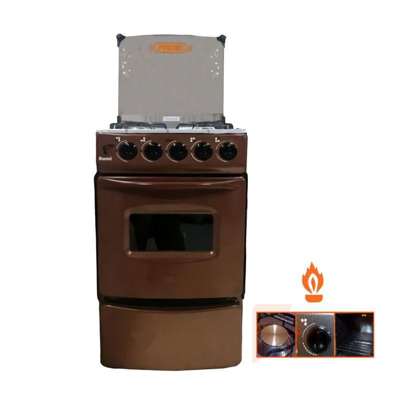 FADIC - Cocina con tapa de vidrio y horno sami 4h cobre