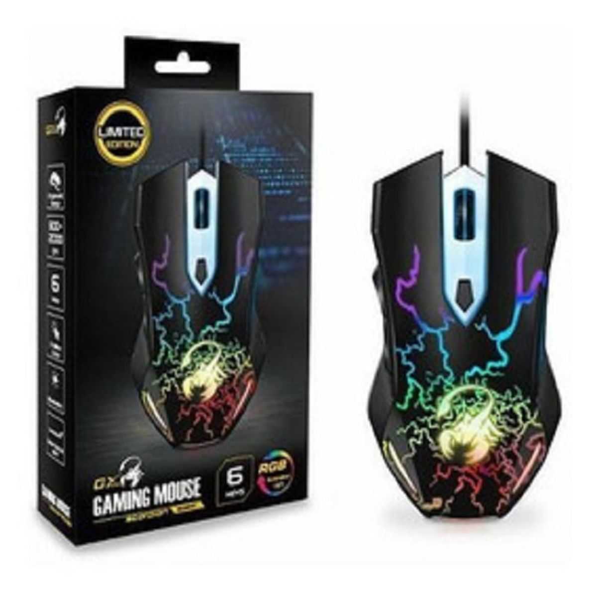GENIUS GX - Mouse Gamer Scorpion Rgb Gaming  Iluminacion Gx 6 botones Genius