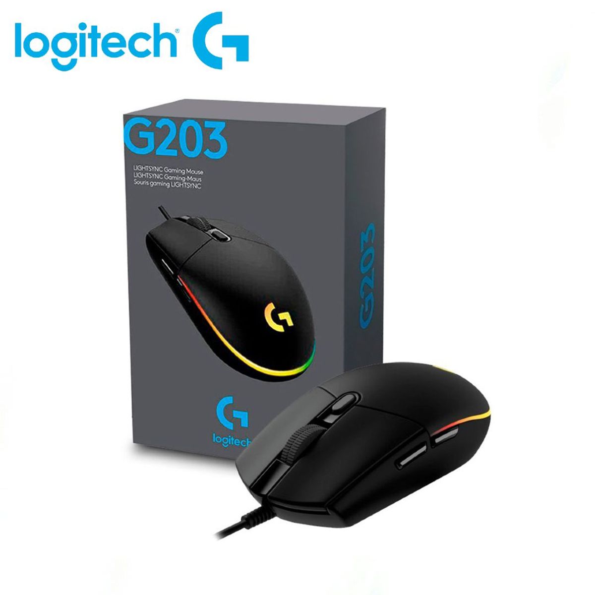 LOGITECH - Mouse Gamer Logitech G203 Lightsync Rgb Gaming Negro Black