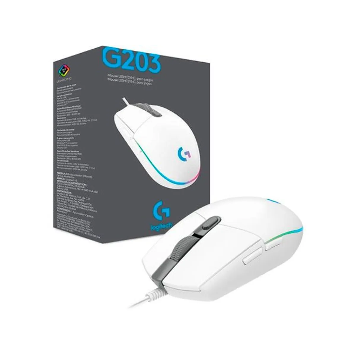 LOGITECH - Mouse Gamer Logitech G203 Lightsync Rgb Gaming Blanco white