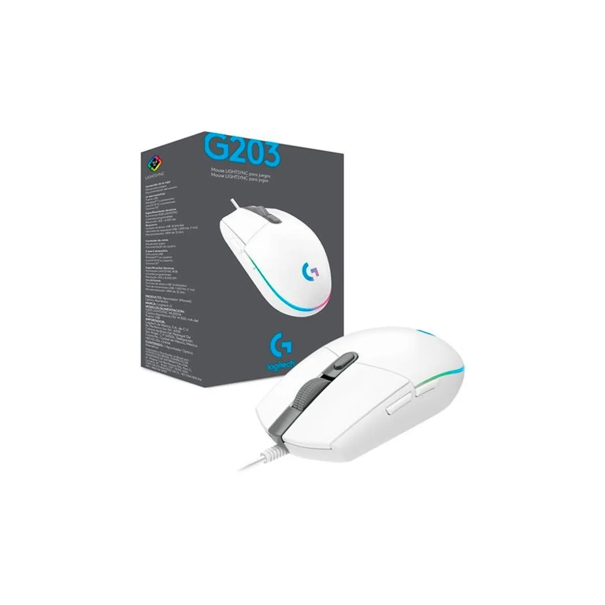 LOGITECH - Mouse Gamer Logitech G203 Lightsync Rgb Gaming Blanco white