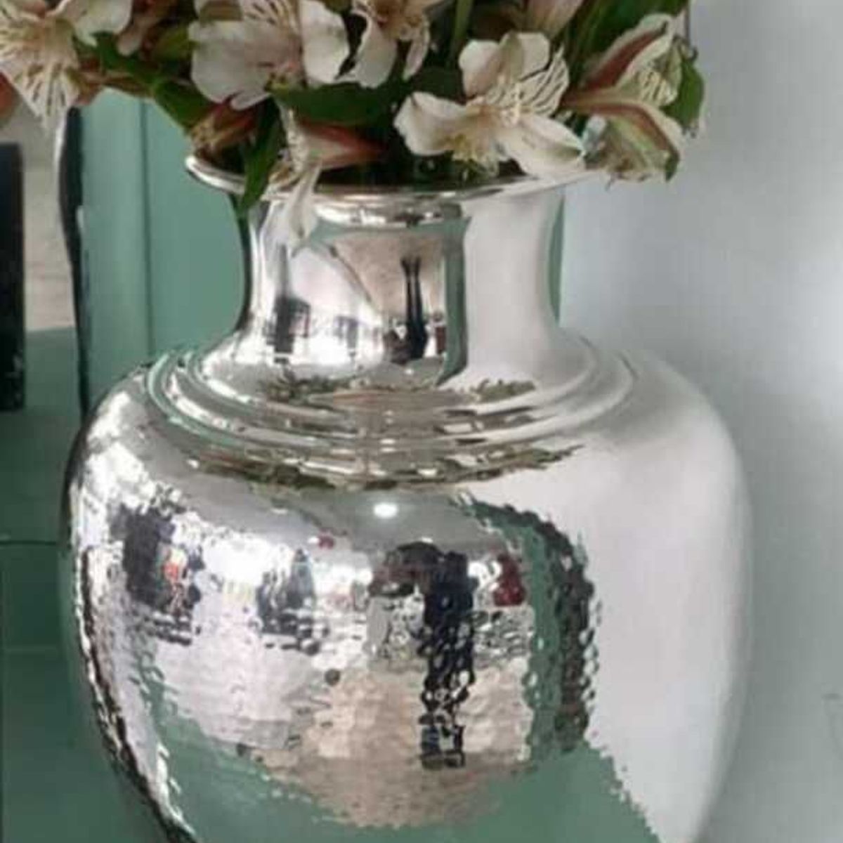 PERU - Adorno Decorativo Jarron o florero de plaque martillado 33 cm de alto