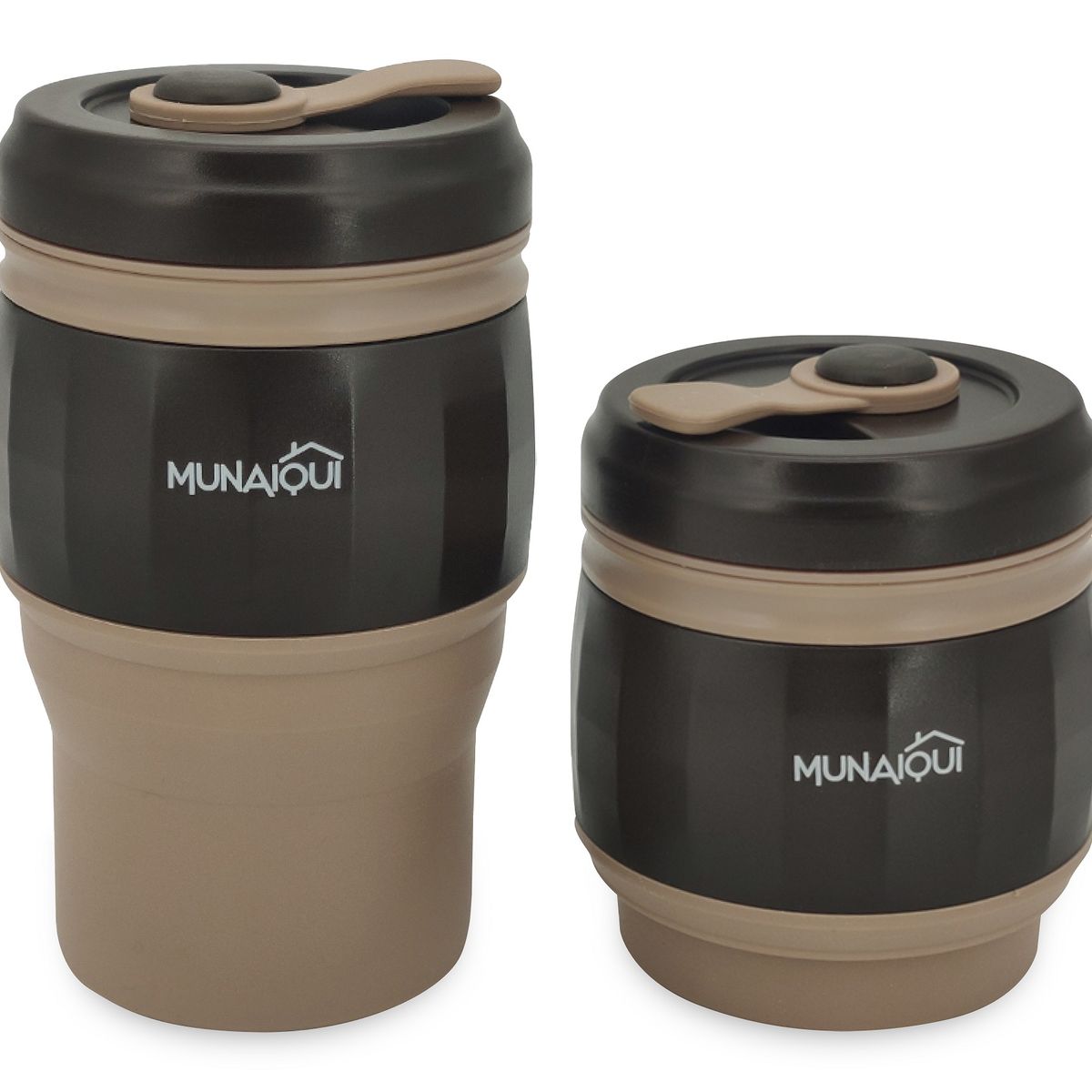 MUNAIQUI - Taza plegable de silicona para café marca Munaiqui color marrón
